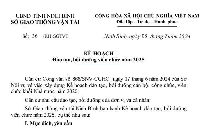 Kế hoạch đào tạo Viên chức năm 2025